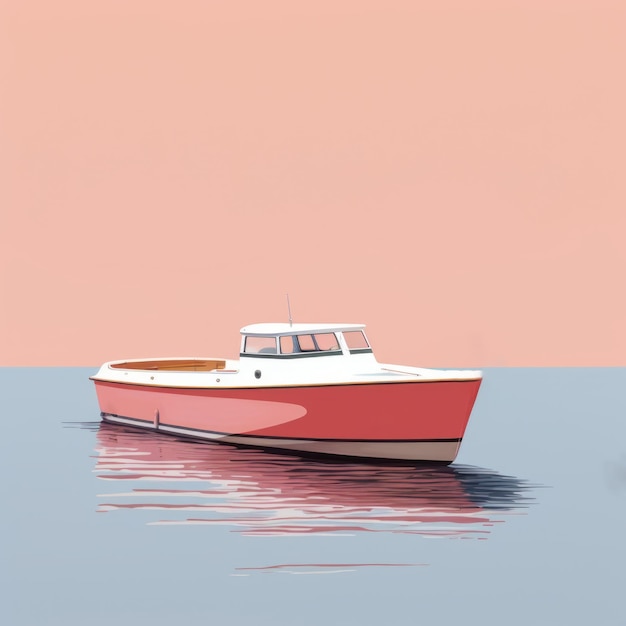 Barco coloreado con fondo de fucsia Diseño limpio y simple inspirado en Annibale Carracci