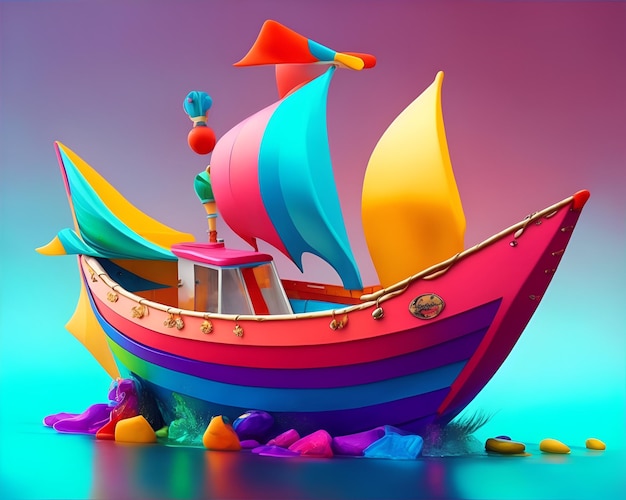 Foto barco colorido criativo
