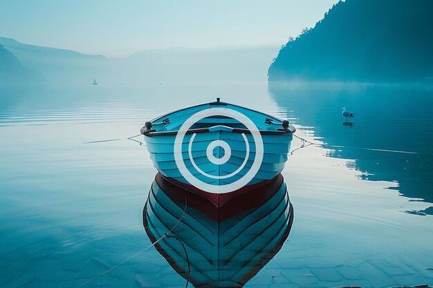 Barco como silueta de muelle sombra echada en la pared alargada y Sk foto creativa de fondo elegante