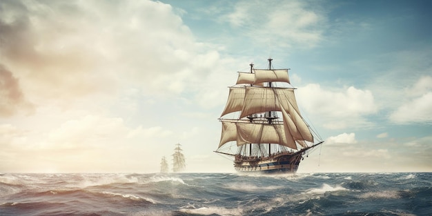 El barco de Cristóbal Colón en medio del océano Genera Inteligencia Artificial