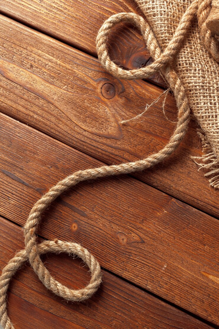 Foto barco cuerda en madera