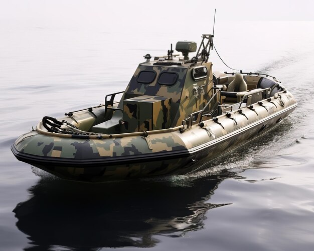 barco de camuflagem em caqui militar