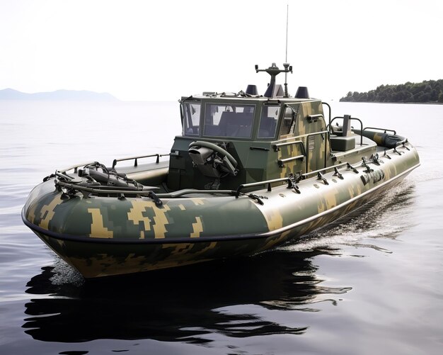 barco de camuflagem em caqui militar