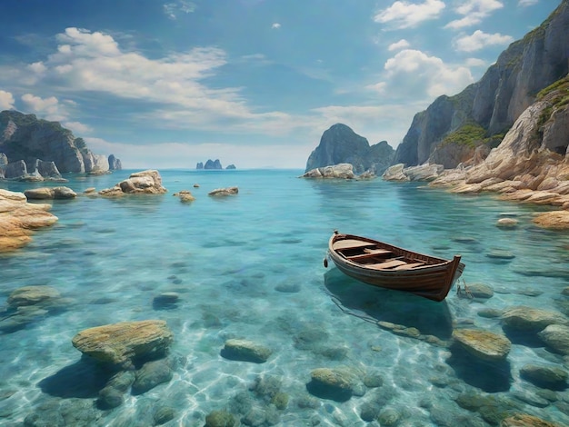 Foto barco de paisagem na água do mar bello