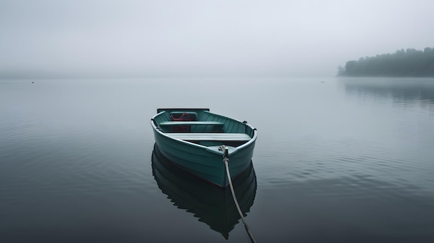 barco está flutuando em um lago