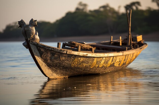 Barco flotando suavemente en el río Goa