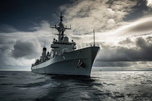 Foto barco de guerra en el mar