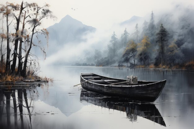 barco en el lago Foto de alta calidad