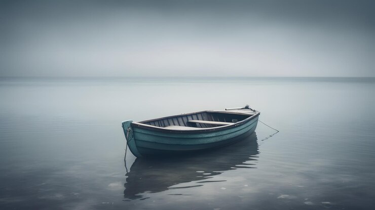 Un barco en un lago tranquilo
