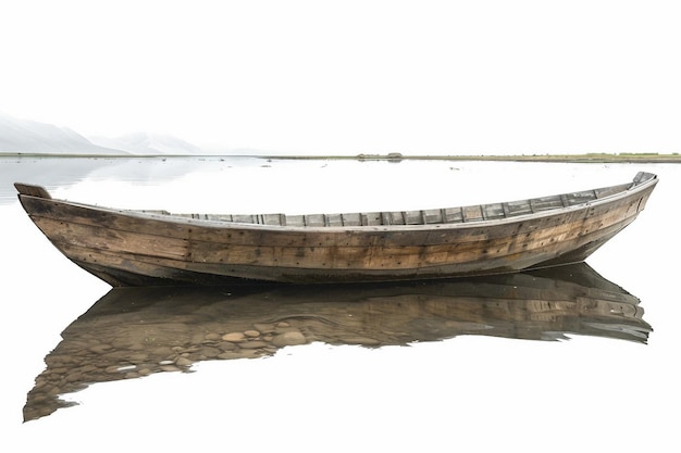 Barco del lago Wular sobre un fondo blanco