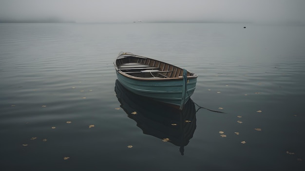 Un barco en un lago