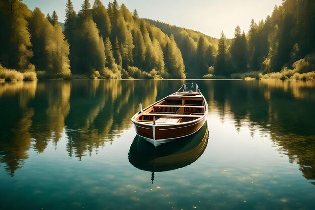 un barco en el lago