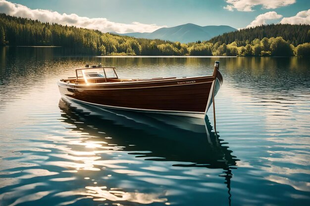 un barco en el lago