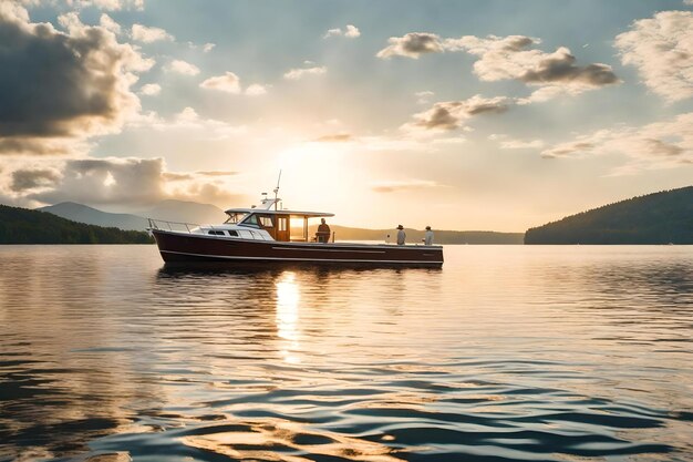 un barco en el lago