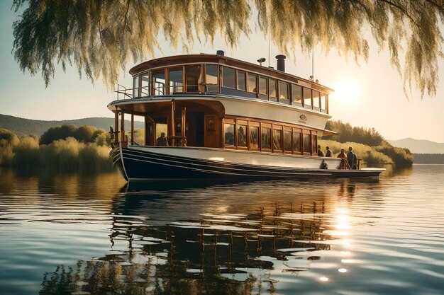 un barco en el lago