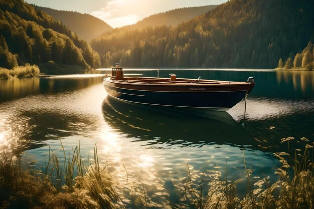 un barco en el lago