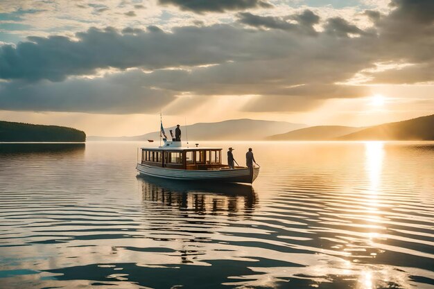 un barco en el lago