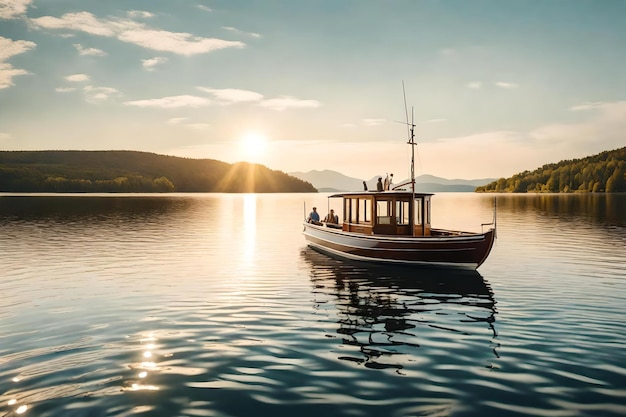 un barco en el lago