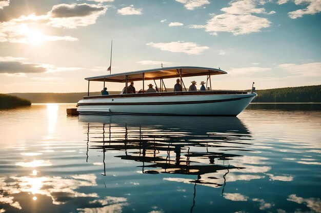 un barco en el lago