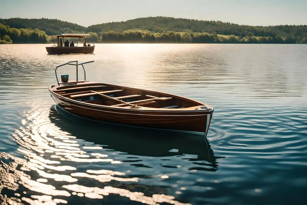 un barco en el lago