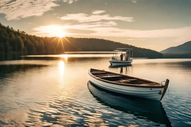 un barco en el lago