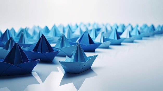 Barco líder azul do conceito de liderança liderando sobre fundo branco com tecnologia Generative AI