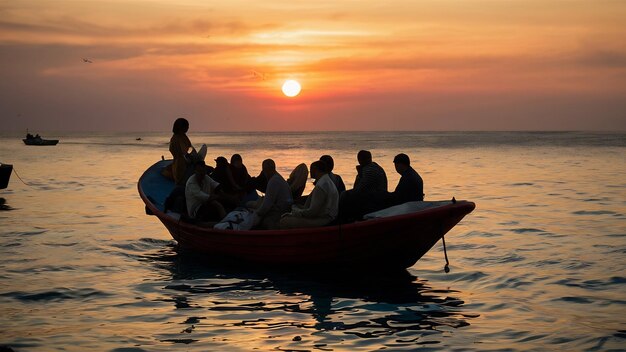 Foto barco con migrantes que huyen de la guerra