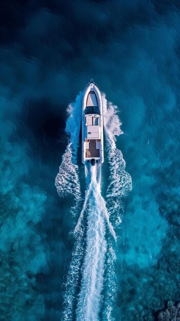 Foto un barco a motor está viajando por el agua