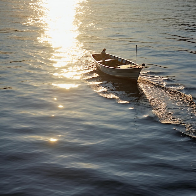 un barco navega