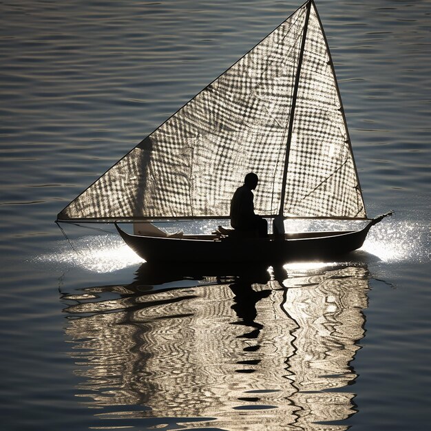 un barco navega