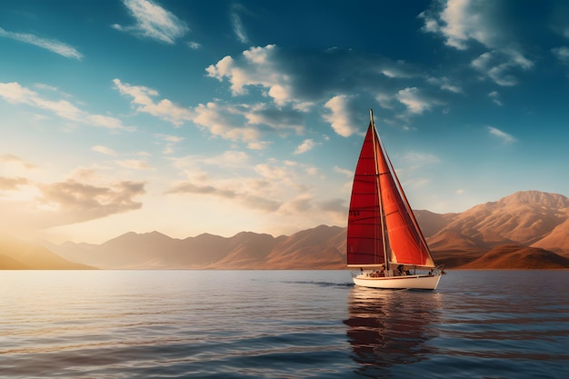 Un barco navegando en un lago