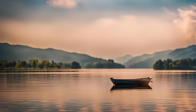 Foto barco no lago gerado pela ia