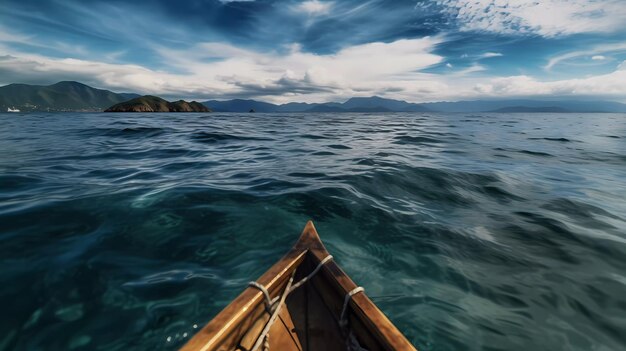 Un barco en el océano con el cielo de fondo