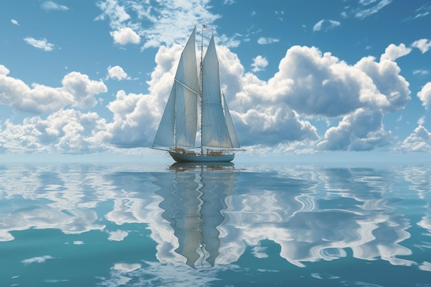 Un barco en el océano con el cielo de fondo