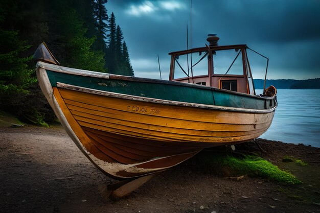 un barco con la palabra " b " en el lado