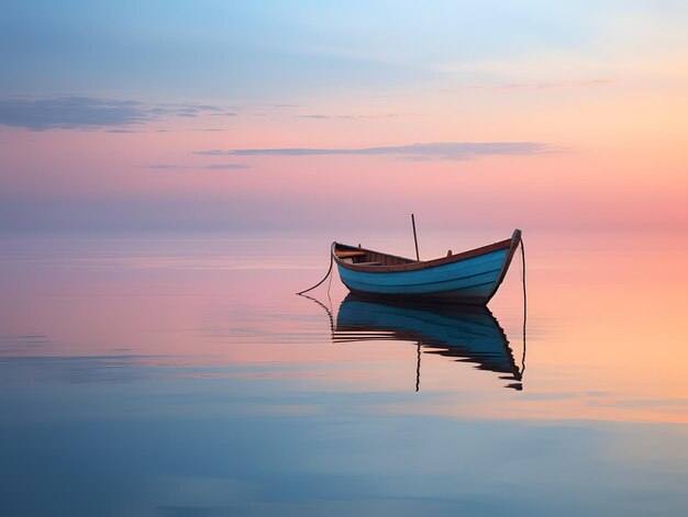 Barco de pesca en el agua al atardecer hermoso fondo de la naturaleza