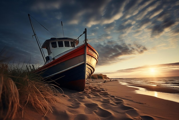 Un barco pesquero en la costa del Mar Báltico