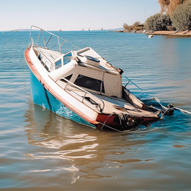 un barco que está en el agua con el número 5 en él