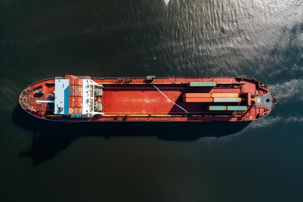 Foto un barco rojo y blanco está flotando en el agua