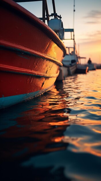 Barco rojo flotando en el agua