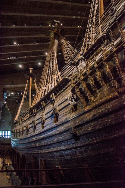 Barco Vasa Museu de Vasa em Estocolmo Barco de madeira do século XVI Estocolmo Suécia Barroco