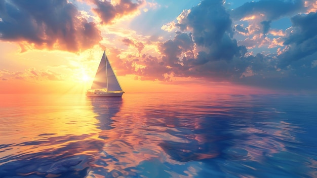 Barco de vela flotando en un cuerpo de agua