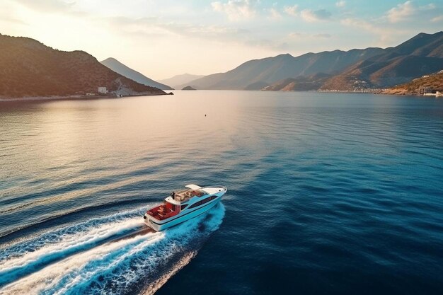 un barco de velocidad está viajando por el agua