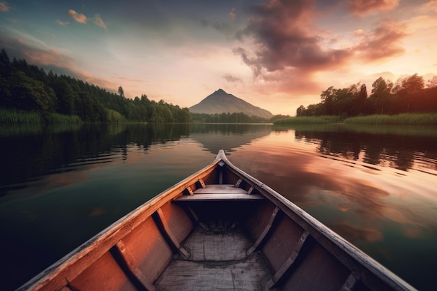 Barco en el viaje de las montañas del río Generar Ai