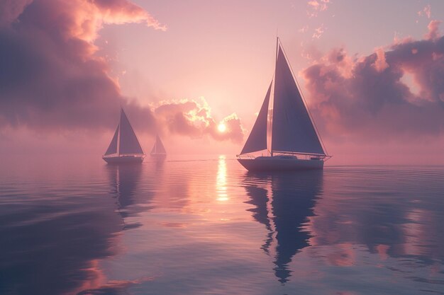 Foto barcos a vela a deslizar em águas calmas