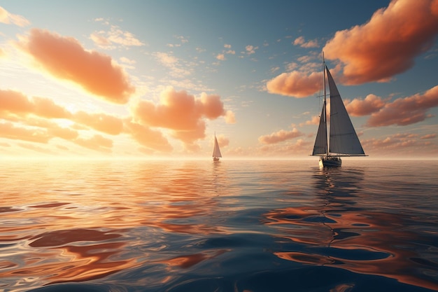 Foto barcos a vela a navegar no horizonte