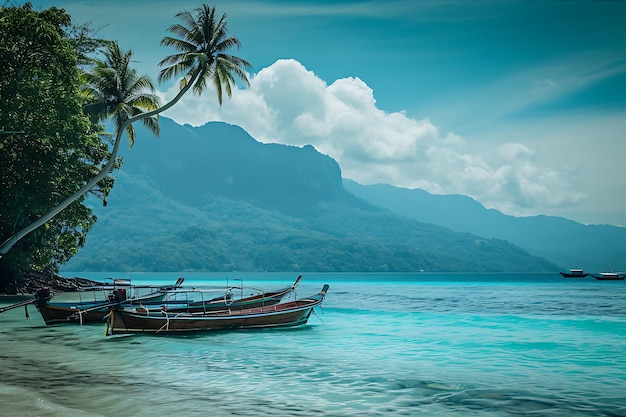 Foto los barcos de agua de las islas tropicales y la serenidad