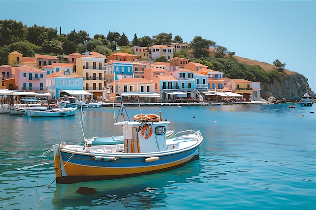 Barcos atracados perto da ilha