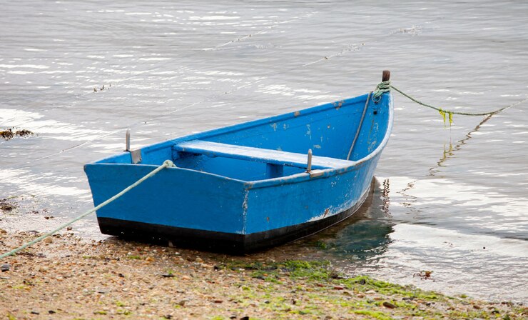 Foto barcos de pesca ancorados na costa
