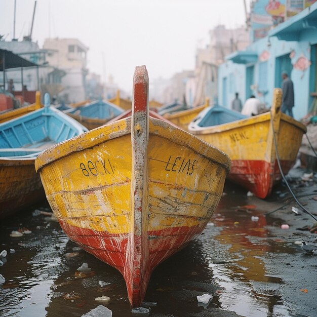 Foto barcos de pesca coloridos